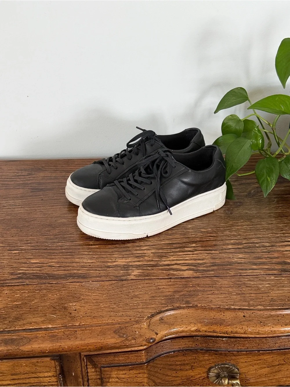 Vagabond Black Leather Judy Platform Sneakers with Cream Soles 39